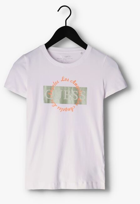 Witte GUESS T-shirt SS CN ROUND LOGO TEE - large