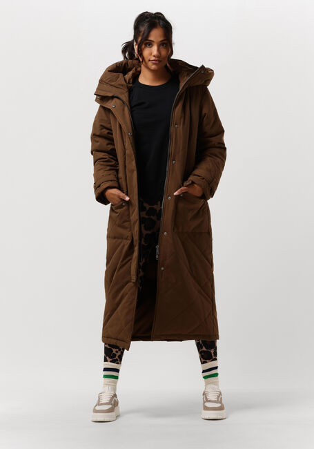 Bruine OBJECT Gewatteerde jas KATIE LONG COAT - large