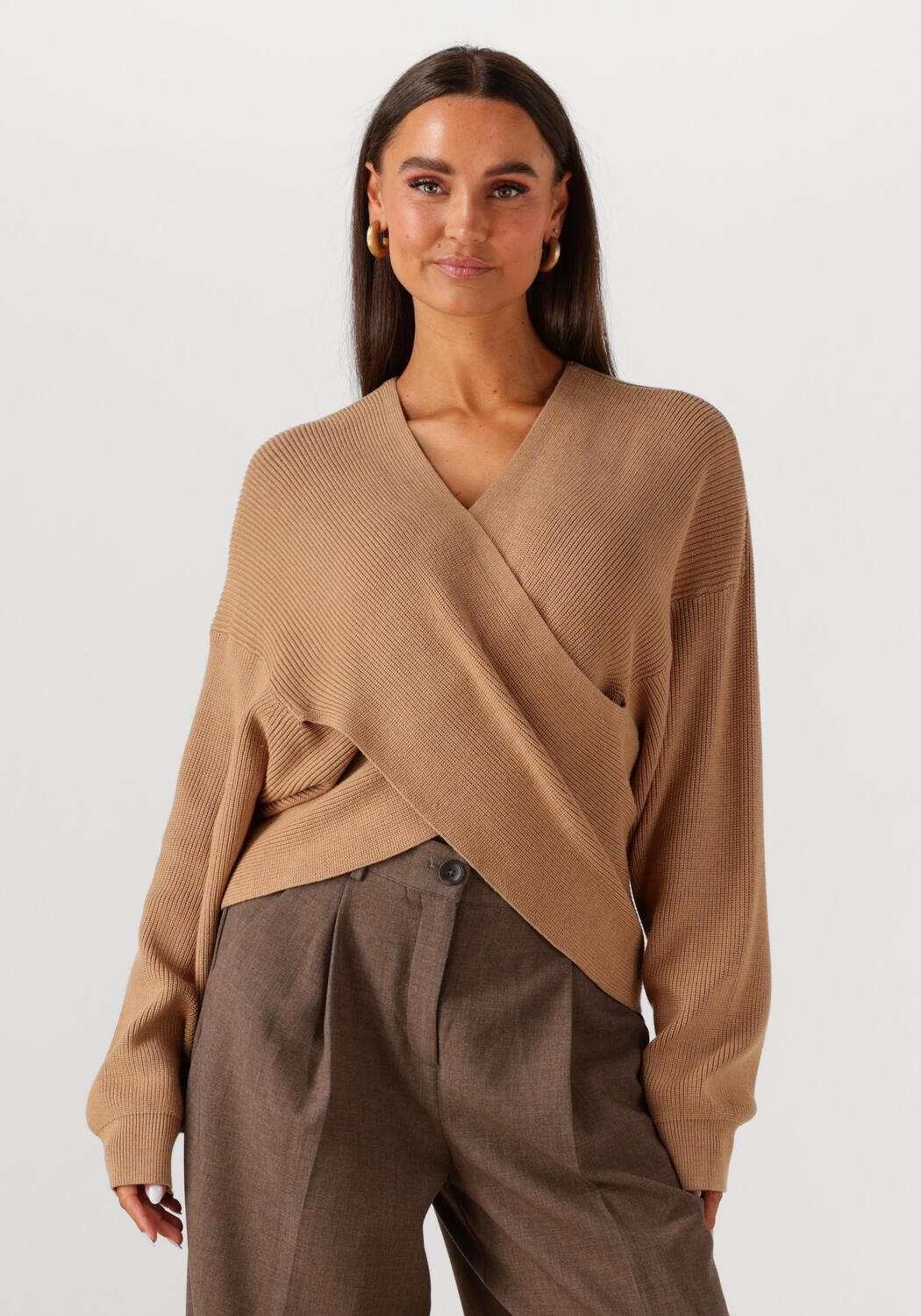 Camel MSCH COPENHAGEN Trui MSCHZINELLE RACHELLE WRAP PULLOVER | Omoda