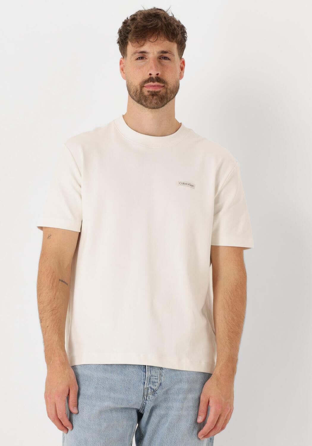 CALVIN KLEIN Heren Polo's & T-shirts Label Tee Creme