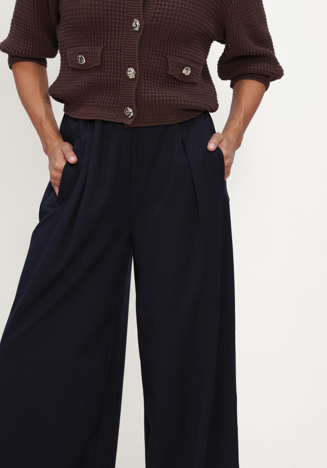 Donkerblauwe CIRCLE OF TRUST Wijde broek MARLON PANTS - large