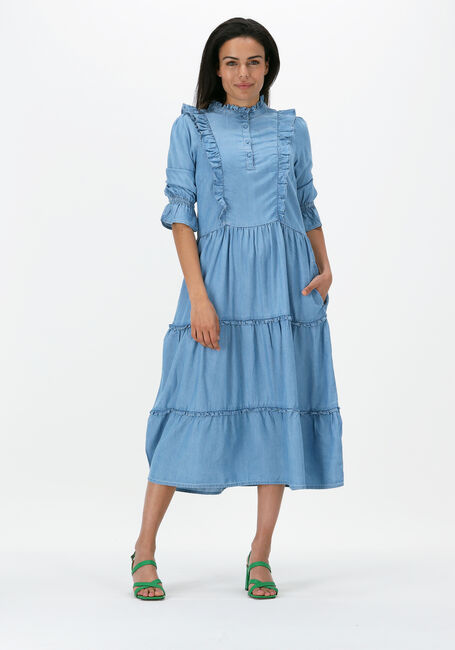 Blauwe DEA KUDIBAL Midi jurk SILJA NS (CO) - DRESS WITH RUFFLES - large