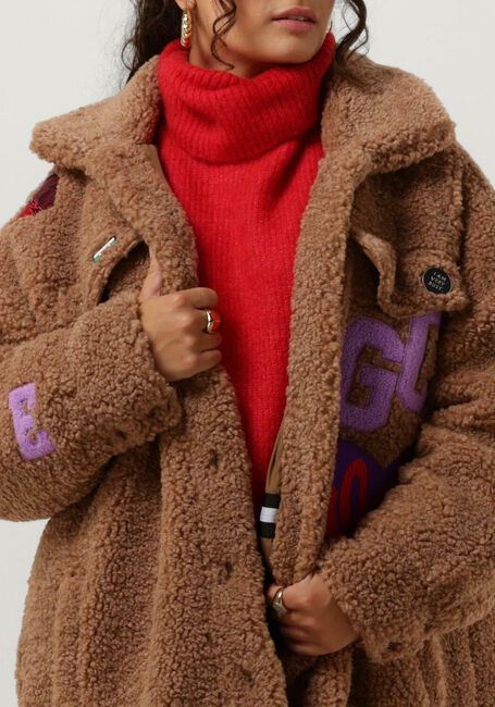 Cognac GOOSECRAFT Teddy jas GC KATE BADGE JACKET - large