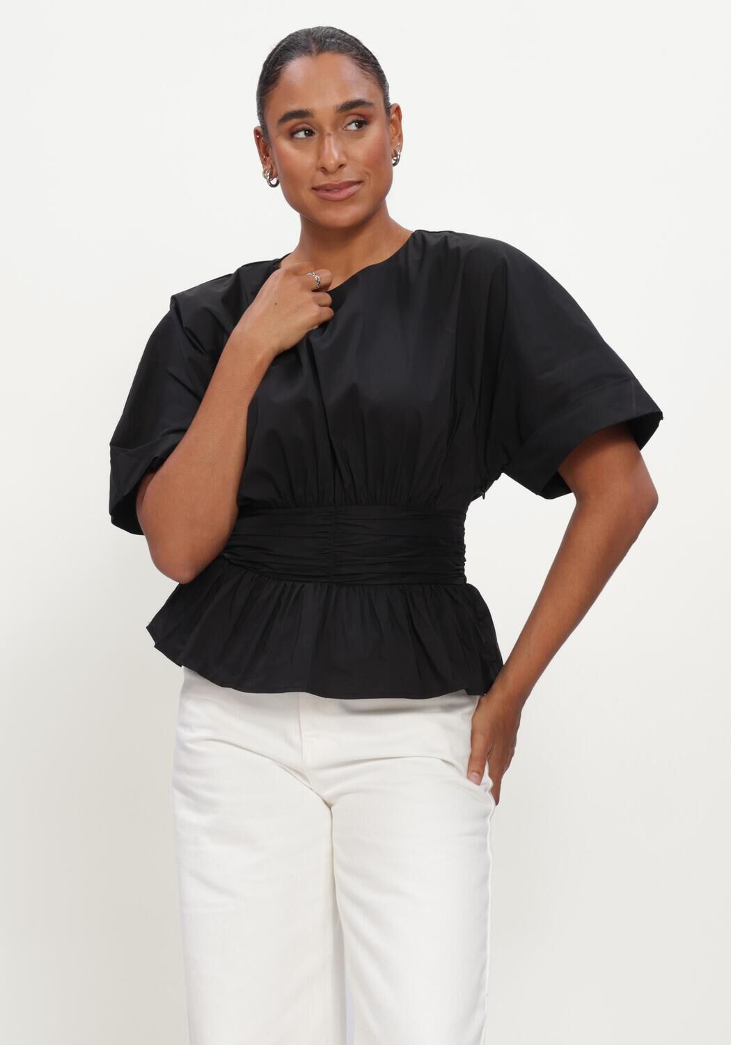 Zwarte NEO NOIR Blouses ANNEGRET POPLIN BLOUSE - large