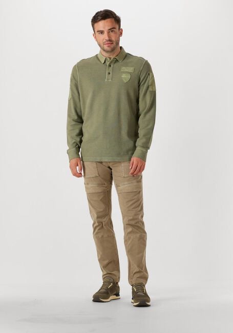 Groene PME LEGEND Polo LONG SLEEVE POLO STRUCTURED PIQUE GARMENT DYED - large
