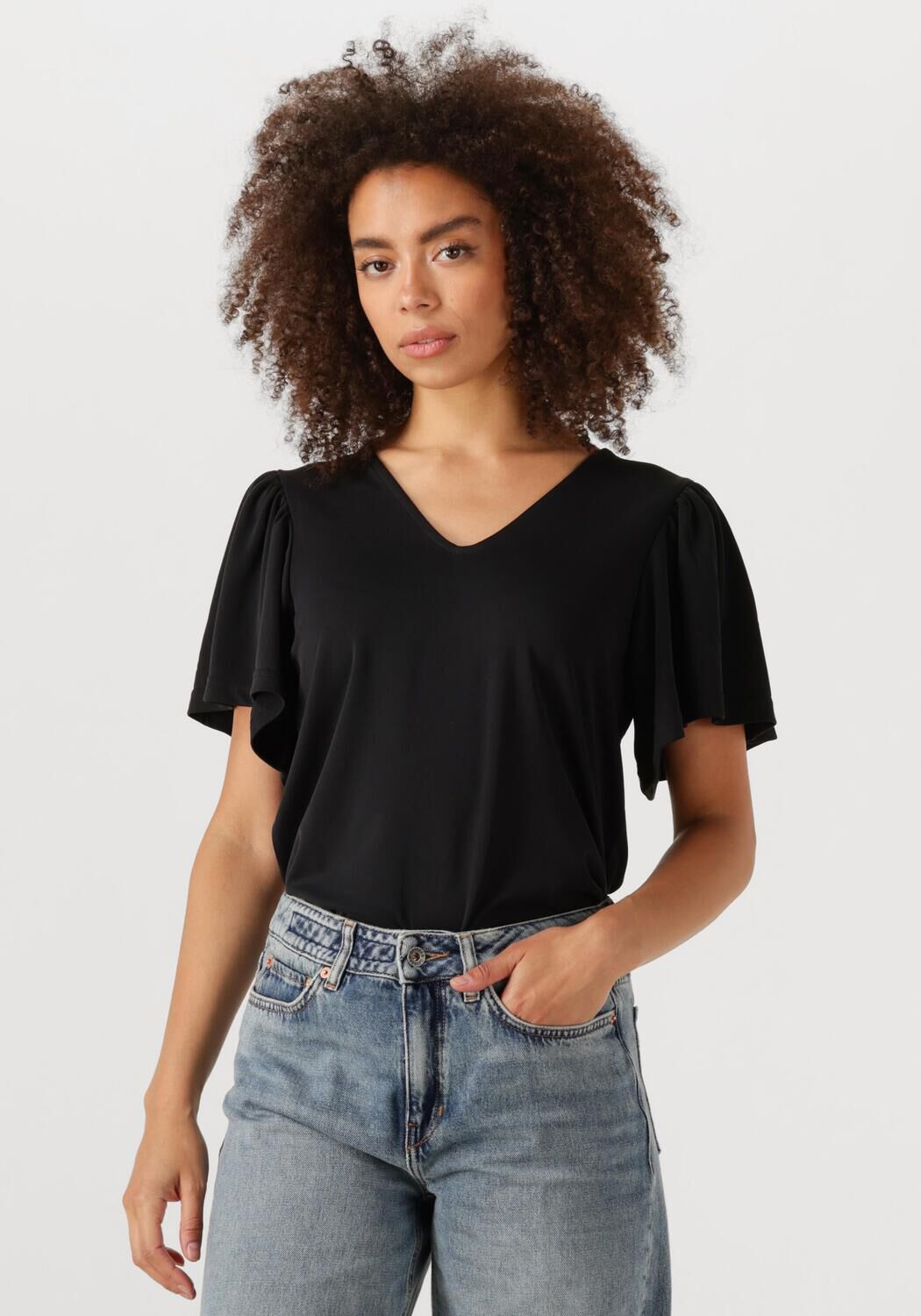 MINUS Dames Tops & T-shirts Rianne V-neck T-shirt Zwart