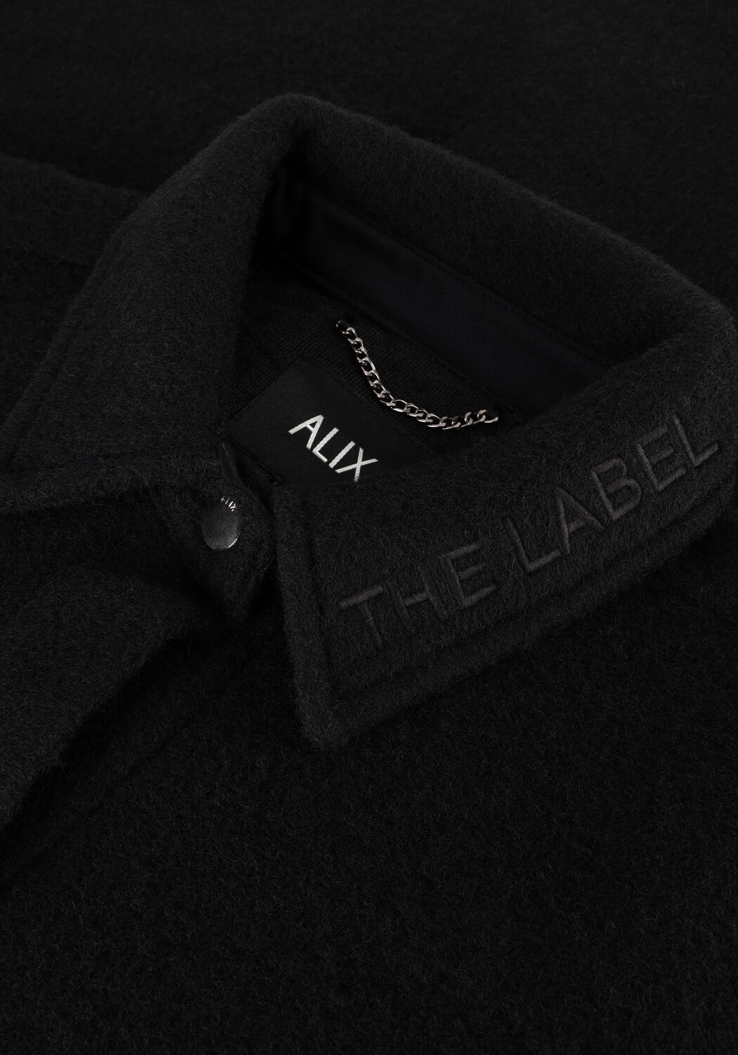 Zwarte ALIX THE LABEL Mantel LADIES WOVEN LONG FELTED WOOL JACKET - large