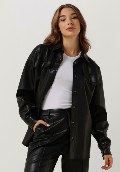 Zwarte COLOURFUL REBEL Blouses KIKI VEGAN LEATHER BOYFRIEND BLOUSE - large