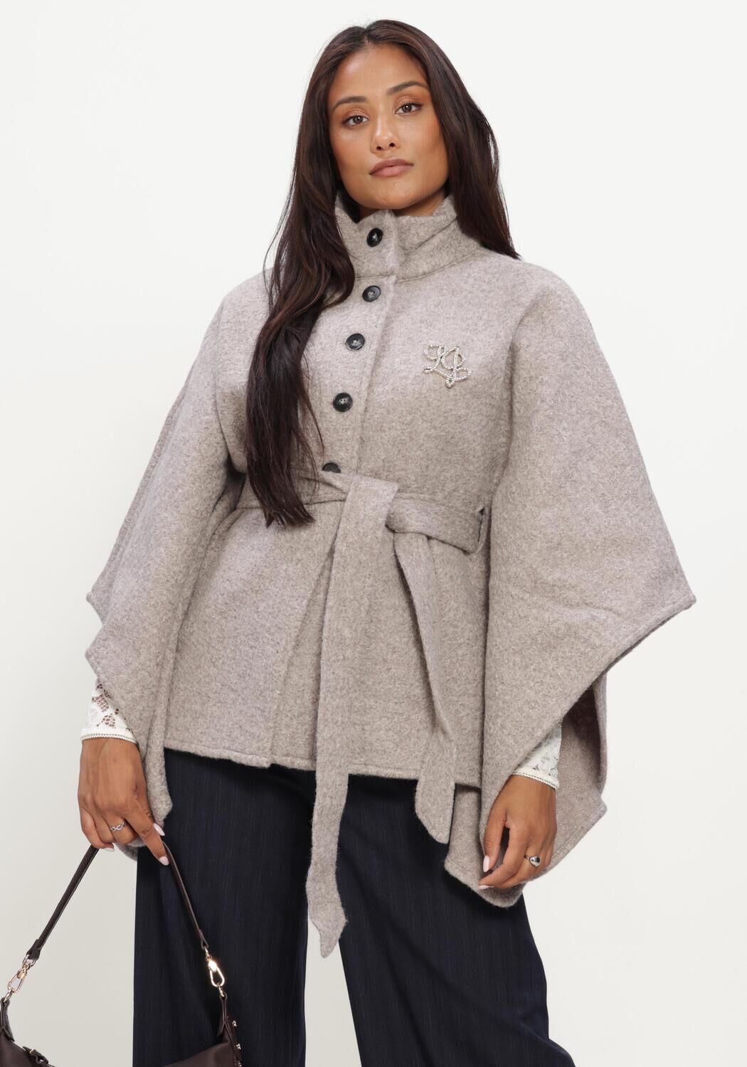 Grijze LIU JO Sjaal LOGO - CLOACK/PONCHO - large