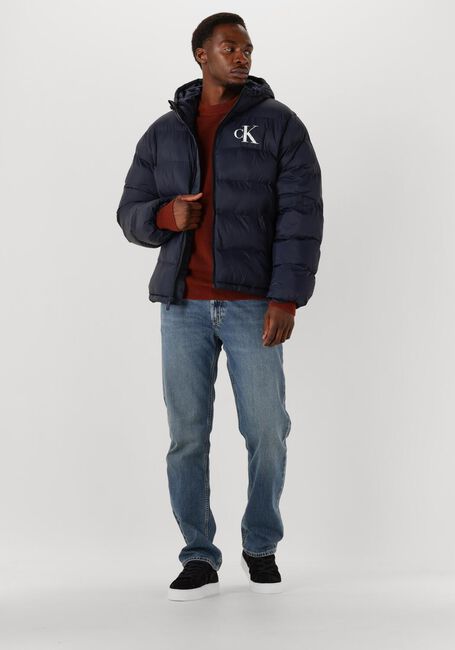 Donkerblauwe CALVIN KLEIN Gewatteerde jas LS NYLON MONGRAM PUFFER JKT - large