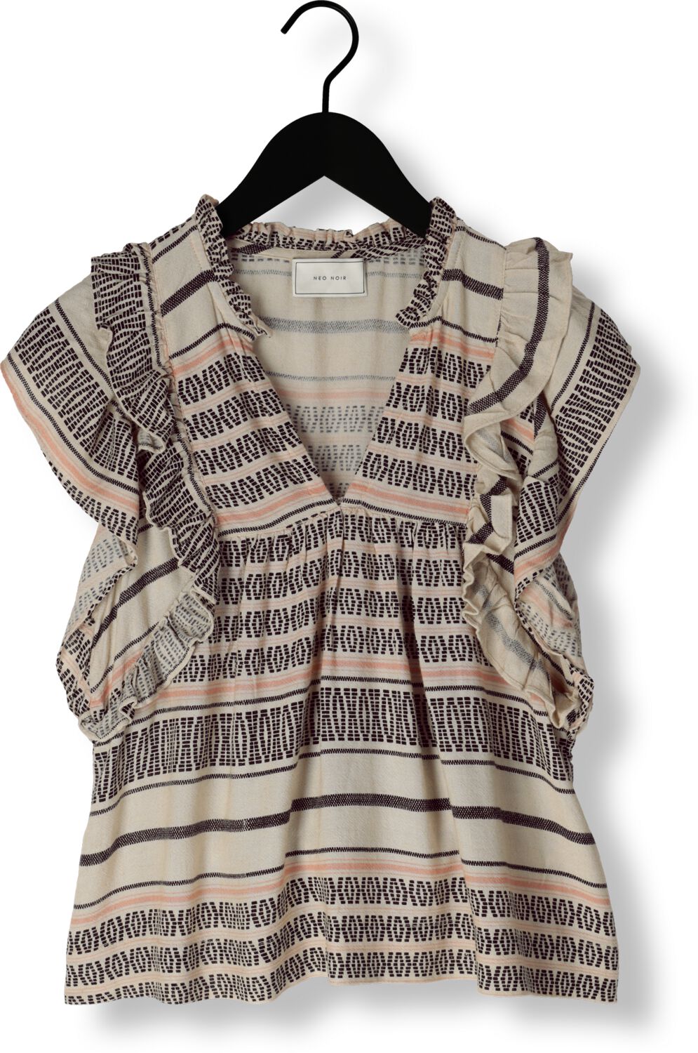 NEO NOIR Dames Tops & T-shirts Jayla Stitch Print Top Gebroken Wit