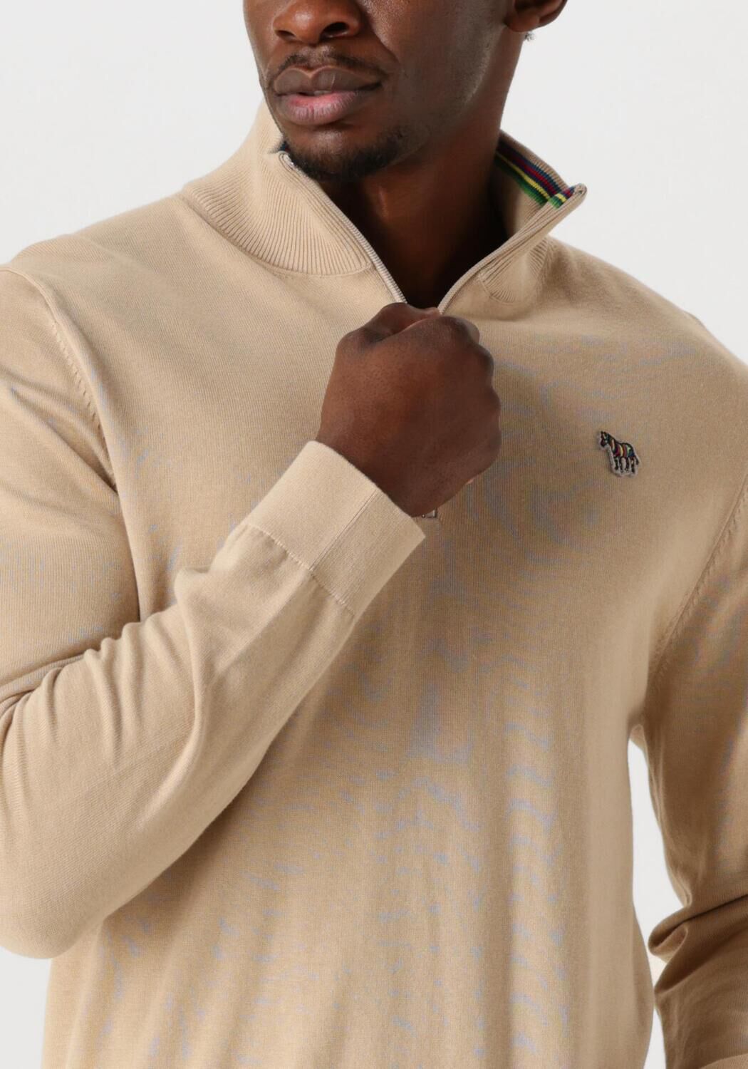 PS PAUL SMITH Heren Truien & Vesten Mens Sweater Zip Neck Zeb Bad Beige