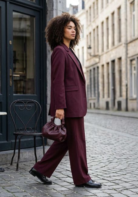 Bordeaux SELECTED WOMEN Pantalon SLFRITA MW WIDE PANT MEL - large