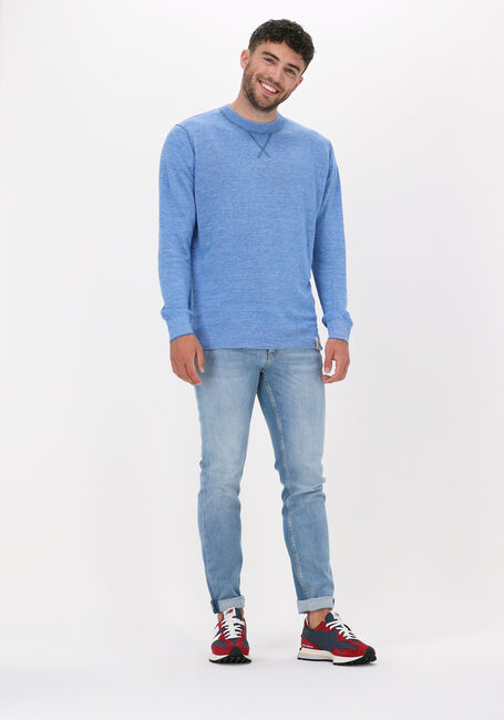 Blauwe SCOTCH & SODA Trui LIGHTWEIGHT LINEN-BLEND MELANGE CREWNECK PULLOVER - large
