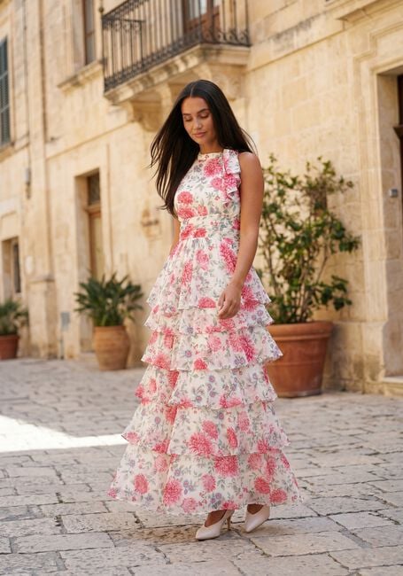Creme NEO NOIR Maxi jurk MARLI BIG FLOWER DRESS - large
