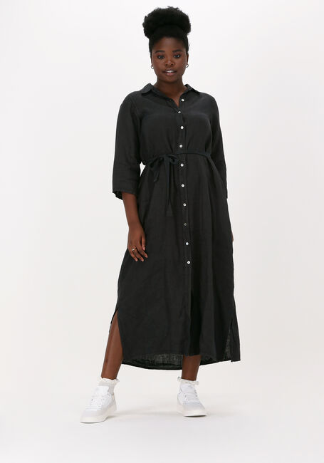 Zwarte BY-BAR Midi jurk IRENE LINEN DRESS - large