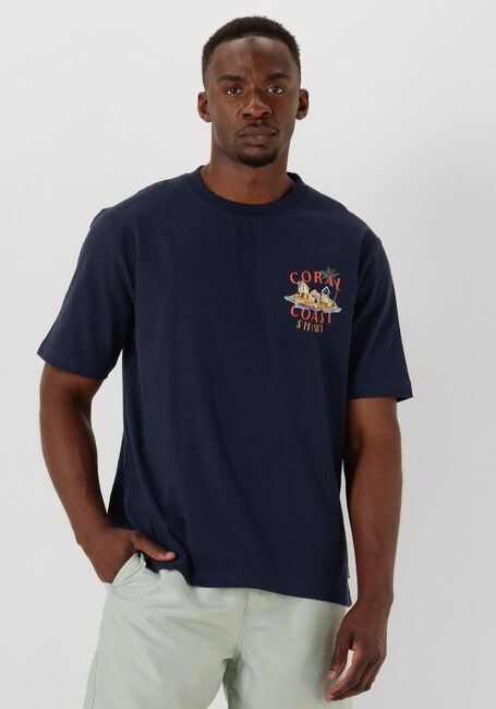 Donkerblauwe SHIWI T-shirt MEN FINN RELAXED T-SHIRT CORAL COAST - large