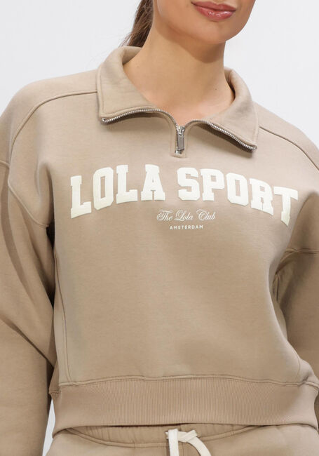 Beige THE LOLA CLUB Trui JAYLA HALF ZIP SWEATER - large