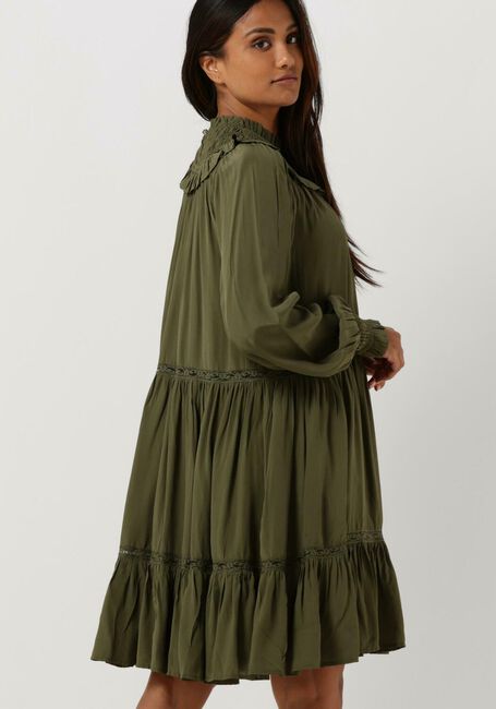 Olijf SCOTCH & SODA Mini jurk SMOCKED AND TIERED LONG SLEEVED DRESS - large