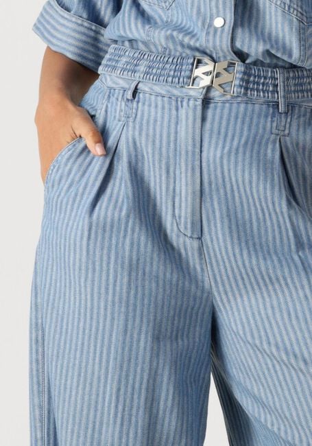 Lichtblauwe AAIKO Wijde broek LOTTY STRIPE CO 568 - large