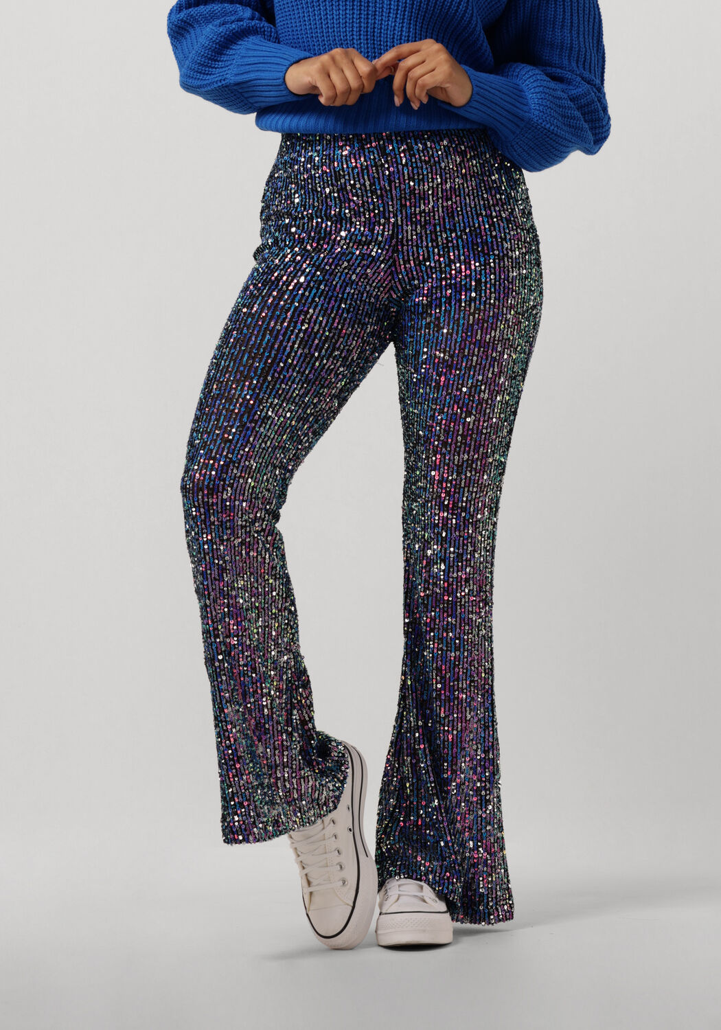 COLOURFUL REBEL Dames Broeken Steffie Sequins Flare Blauw