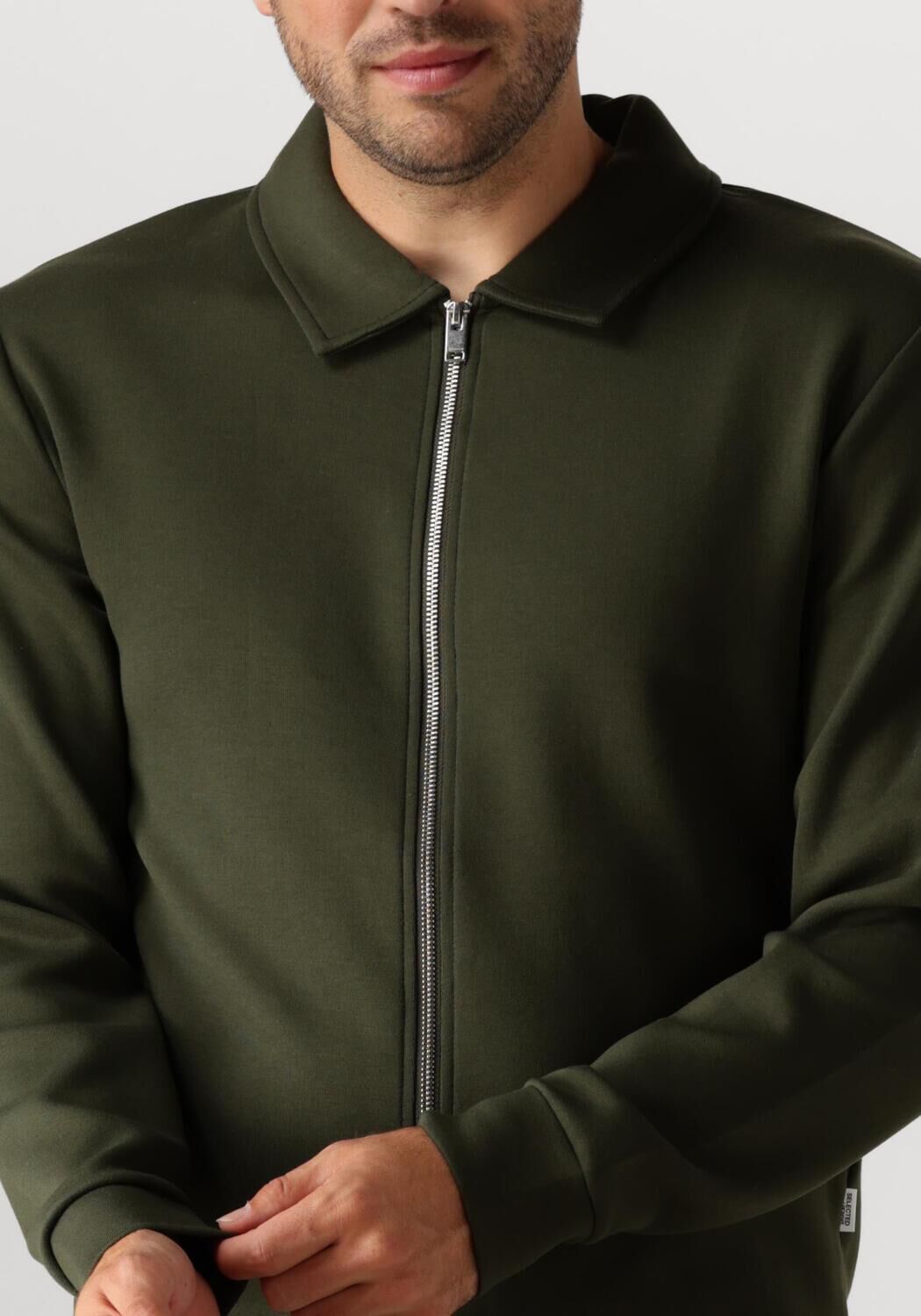 SELECTED HOMME Heren Truien & Vesten Slhemanuel Soft Full Zip Sweat Noos Groen