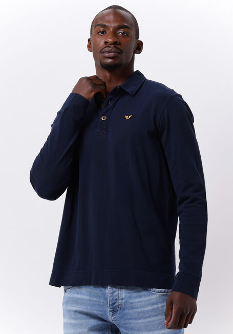 Blauwe PME LEGEND Polo LONG SLEEVE POLO PIQUE GARMENT DYE - large