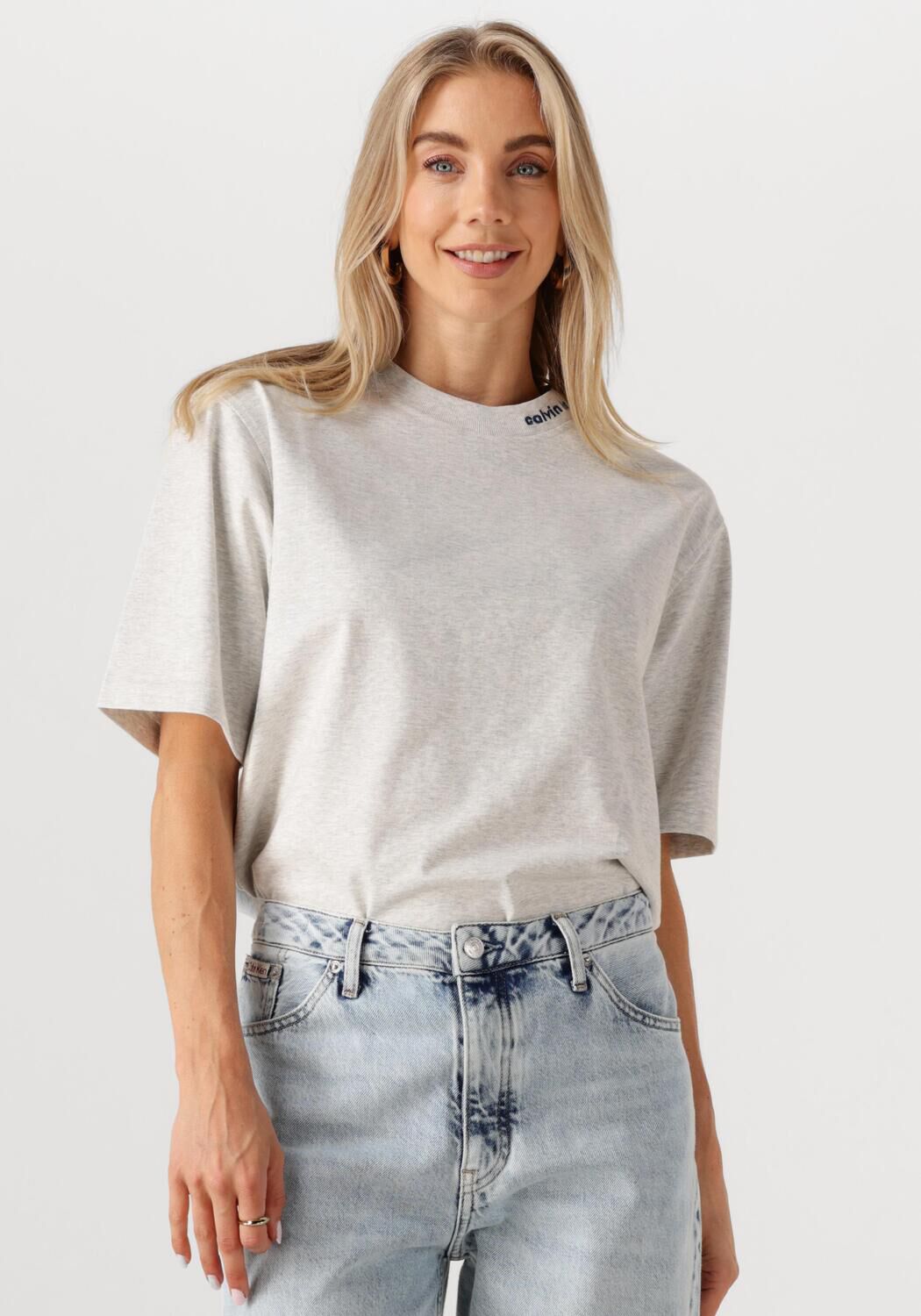 CALVIN KLEIN Dames Tops & T-shirts A-cooling Jersey Relaxed Tee Lichtgrijs