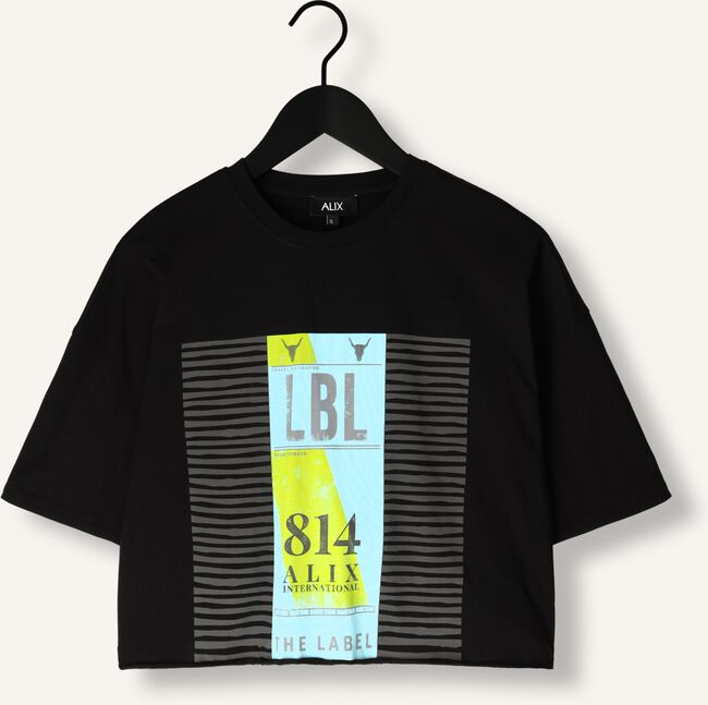 Zwarte ALIX THE LABEL T-shirt LADIES KNITTED TRAVEL CROPPED T-SHIRT Zwarte ALIX THE LABEL T-shirt LADIES KNITTED TRAVEL CROPPED T-SHIRT - large