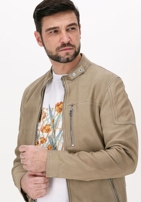 Beige GOOSECRAFT Leren jas GALLION BIKER - large