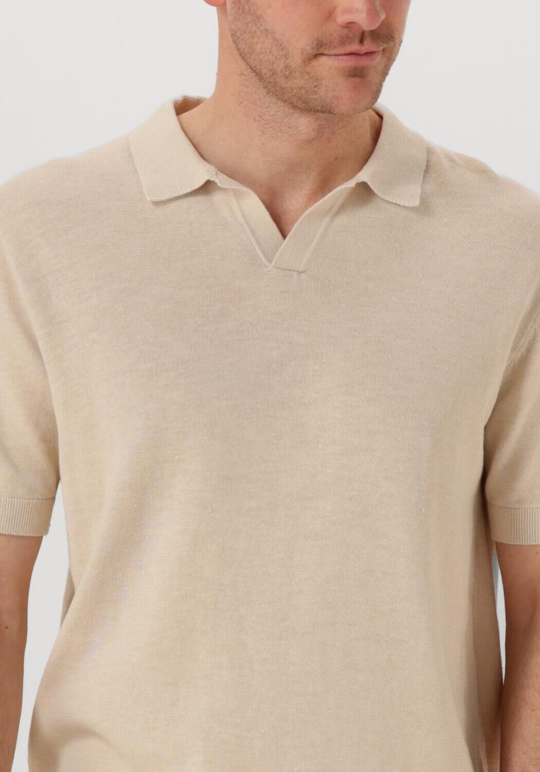 SELECTED HOMME Heren Polo's & T-shirts Slhmattis Ss Knit Sun Open Polo Noos Beige