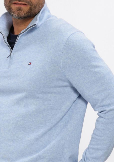 Lichtblauwe TOMMY HILFIGER Trui ESSENTIAL COTTON ZIP MOCK - large