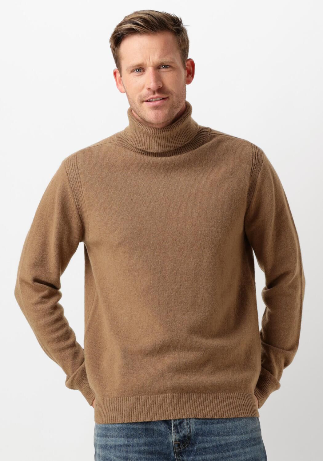 ANERKJENDT Heren Truien & Vesten Aknico Solid Roll Neck Lambswool Bruin