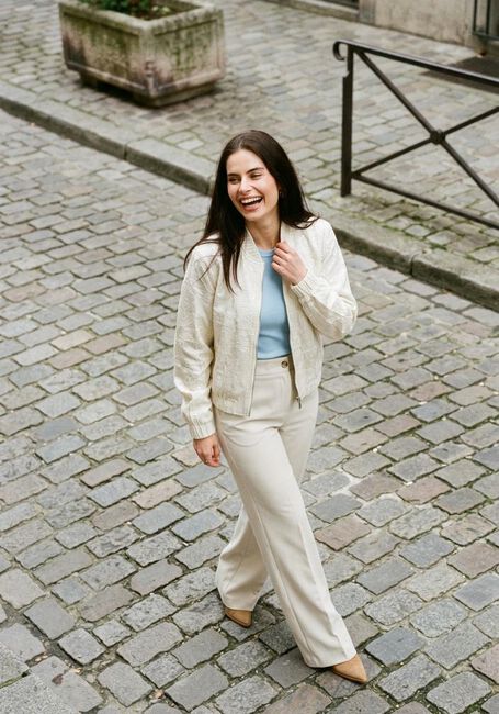 Beige MODSTR&Ouml;M Wijde broek GALE PANTS - large