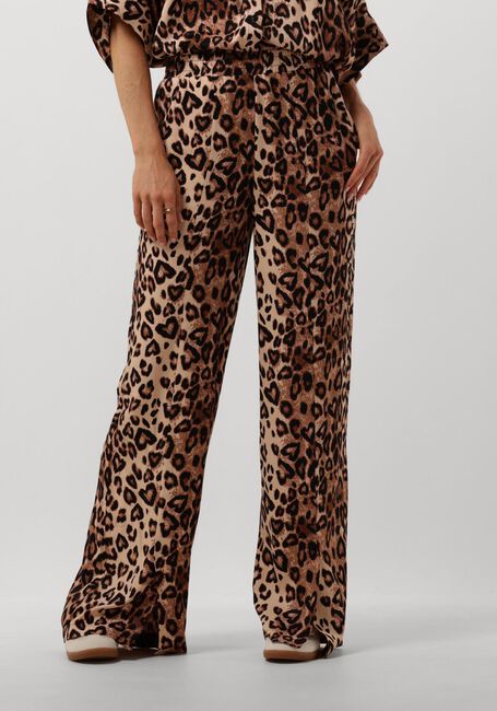 Bruine ALIX THE LABEL Broeken LADIES WOVEN TWILL LEOPARD PANTS - large