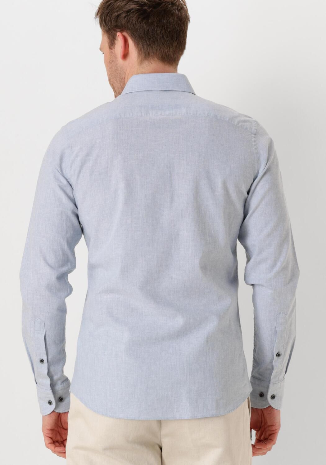 PROFUOMO Heren Overhemden Shirt X-cutaway Sc Sf Cotton Linen Lichtblauw