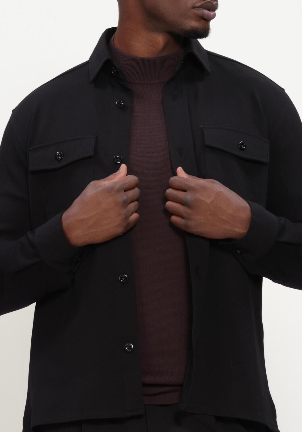 Zwarte GENTI Overshirts OVERSHIRT KNOOP - large