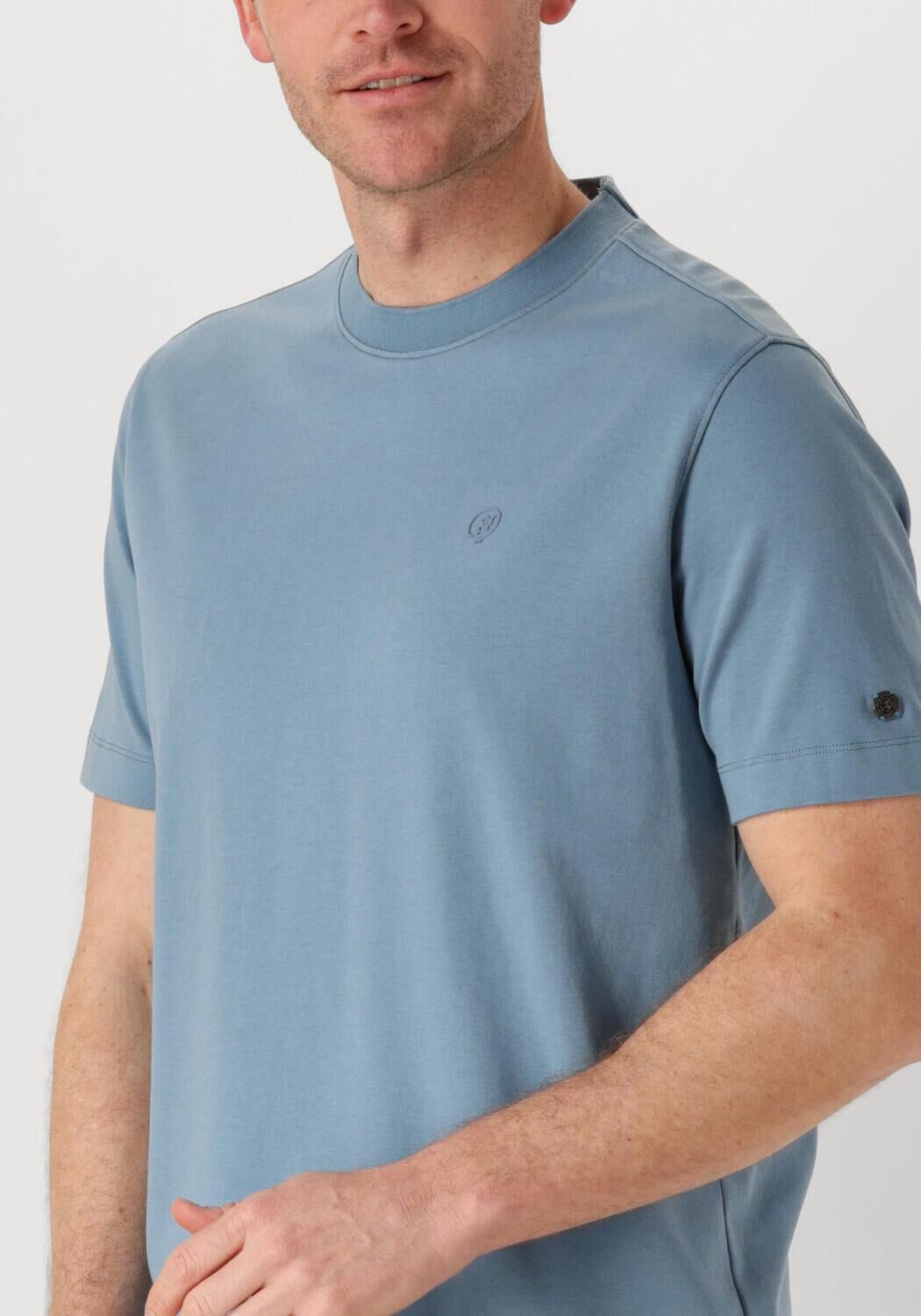 CAST IRON Heren Polo's & T-shirts Short Sleeve R-neck Regular Fit Interlock Blauw