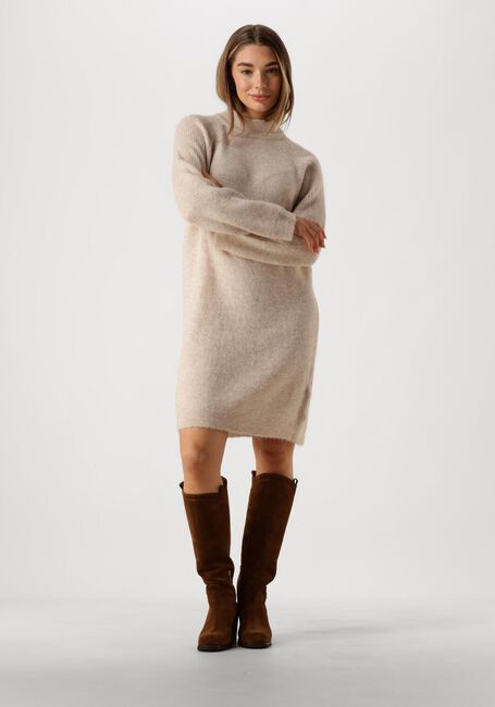 Beige SELECTED FEMME Mini jurk SLFLULU LS HIGH NECK KNIT DRESS - large