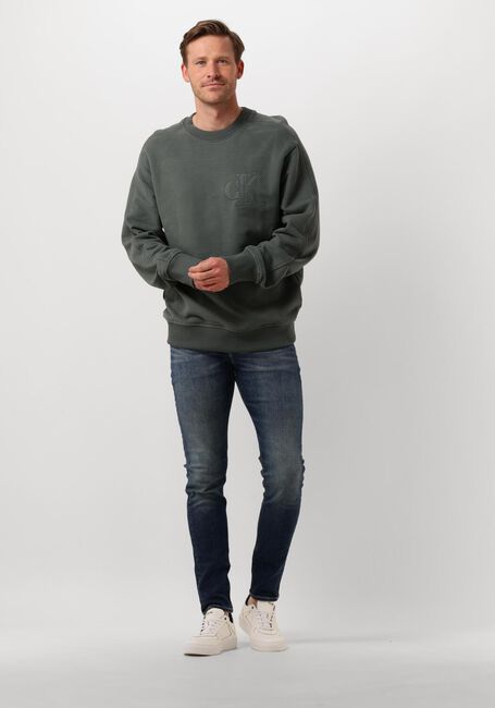 Grijze CALVIN KLEIN Sweater CK APPLIQUE CREW NECK Grijze CALVIN KLEIN Sweater CK APPLIQUE CREW NECK - large