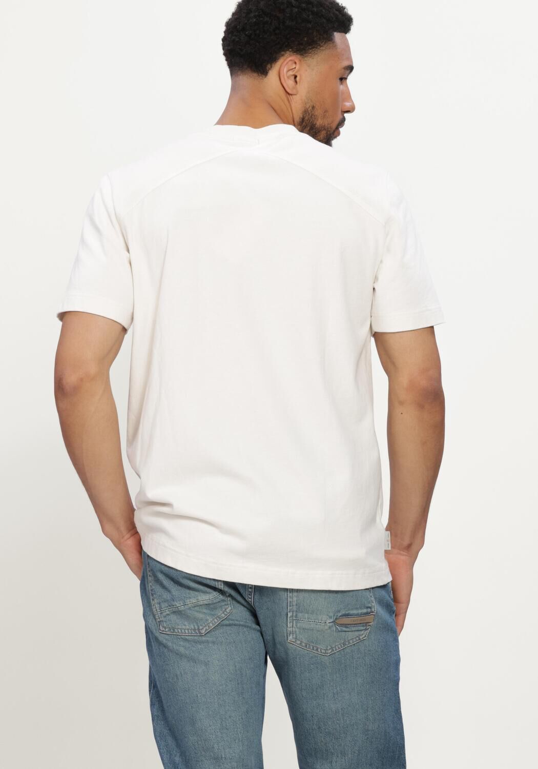 Gebroken wit CAST IRON T-shirt SHORT SLEEVE R-NECK REGULAR FIT PEACHED JERSEY - large
