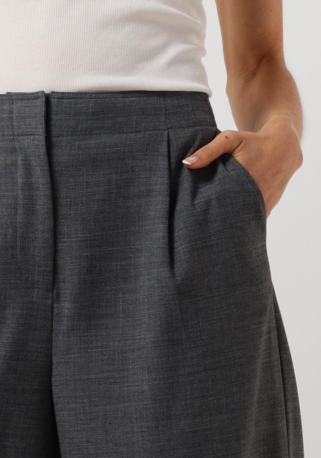 OBJECT Dames Broeken Objlesli Hw Lo Wide Pants Grijs