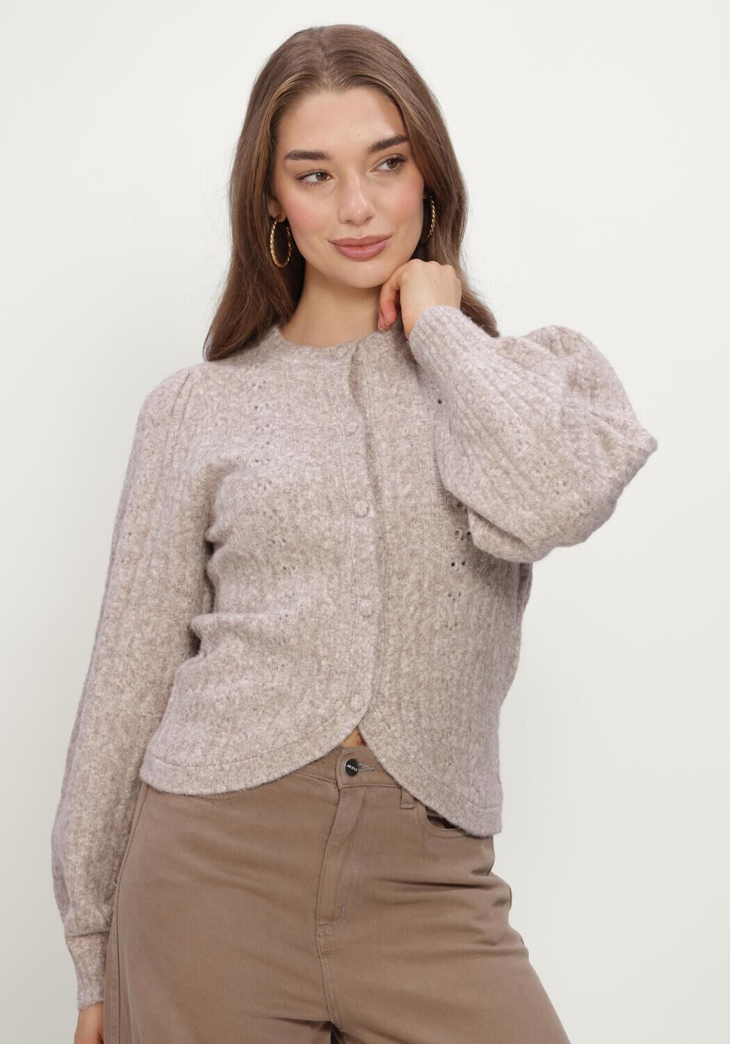 NEO NOIR Dames Truien & Vesten Koteas Cable Knit Cardigan Beige
