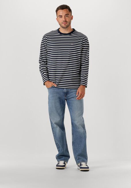 Blauwe TOMMY JEANS Polo / T-shirt TJM REG SFLAG BRETON STRIPE LS - large