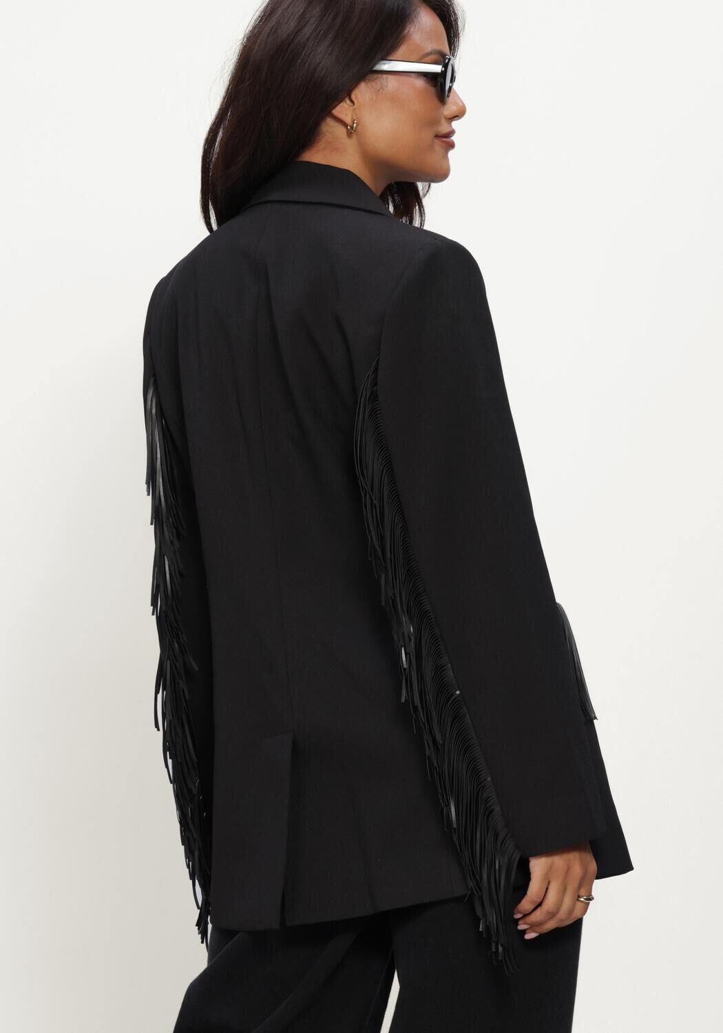 Zwarte HAUTE L'AMITI&Eacute; Blazer PREMIERE FRINGE BLAZER - large