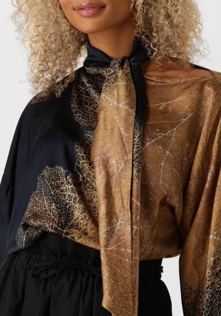 Bruine SUMMUM Blouses BOW TIE TOP BORDER PRINT - large
