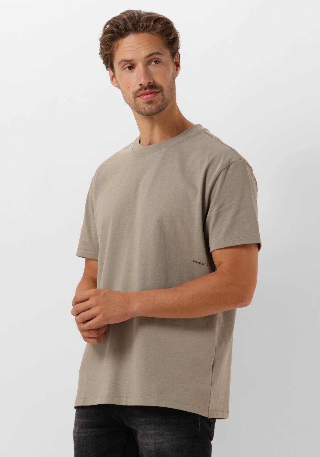 PURE PATH Heren Polo's & T-shirts Loose Fit T-shirts Crewneck Ss106 Taupe