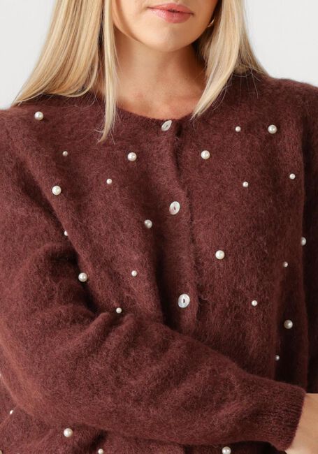 Bruine AAIKO Trui LORYS PEARLS CARDIGAN - large