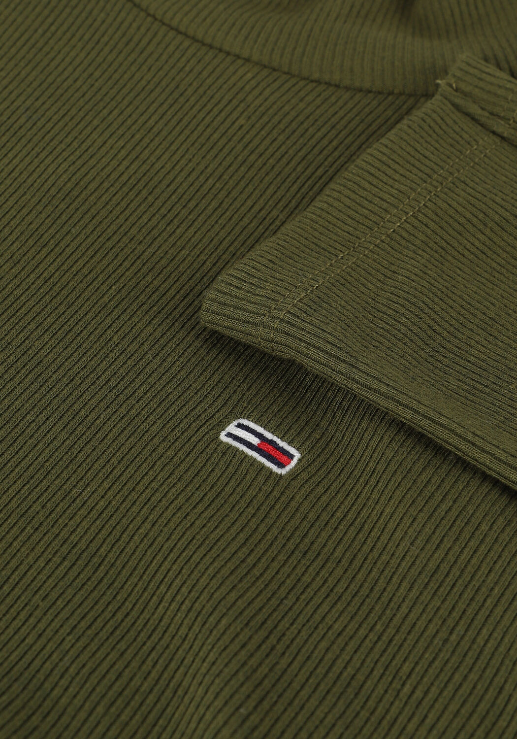 Donkergroene TOMMY JEANS T-shirt TJW RIB MOCK NECK LONGSLEEVE - large