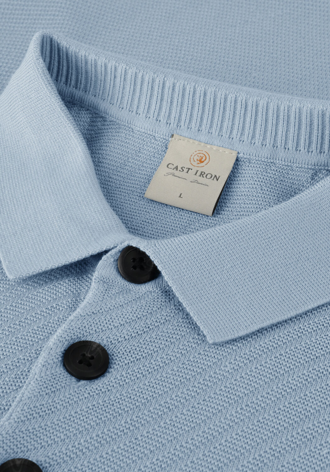 Lichtblauwe CAST IRON Polo SHORT SLEEVE POLO COTTON MODAL - large